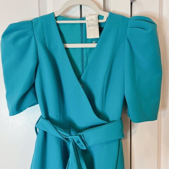 BLACK HALO -NWT- Turquoise Maricopa Puff Sleeve Belted Cocktail Dress | 2 - Picture 5 of 13
